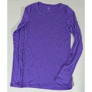 Gap Purple Solid Long Sleeve Crewneck T-Shirt Top Blouse Tee Size XS 💜 #gap